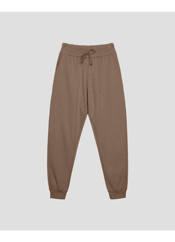 Cereja Rosa - Calça Jogger Feminina em Moletom com Bolso Marrom