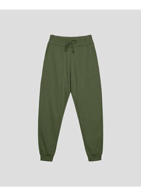Cereja Rosa - Calça Jogger Feminina em Moletom com Bolso Verde