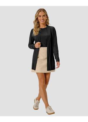 Cereja Rosa - Cardigan Feminino em Viscose Canelada Preto - CEREJA ROSA