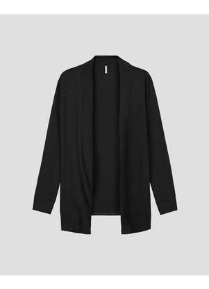 Cereja Rosa - Cardigan Feminino em Viscose Canelada Preto - CEREJA ROSA