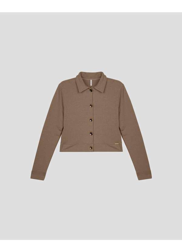 Cereja Rosa - Casaco Feminino em Molecotton com Botões Marrom