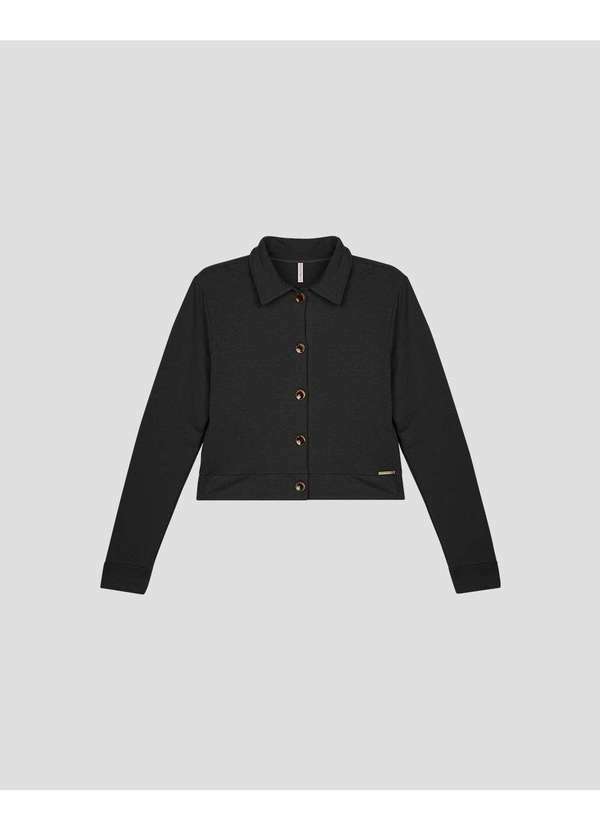 Cereja Rosa - Casaco Feminino em Molecotton com Botões Preto