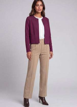 Cereja Rosa - Casaco Feminino em Moletinho com Bolso Roxo - CEREJA ROSA