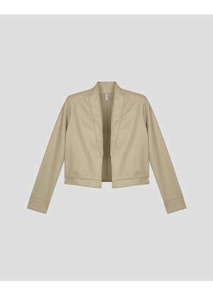 Cereja Rosa - Casaco Feminino em Neocouro com Bolso Bege - CEREJA ROSA