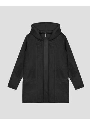 Cereja Rosa - Casaco Feminino em Pelo Teddy com Capuz Preto - CEREJA ROSA