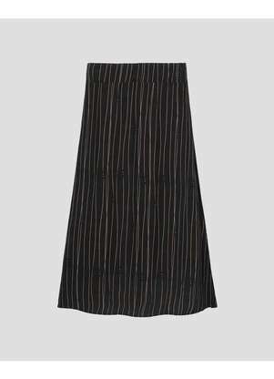 Cereja Rosa - Saia Midi em Viscose Estampada com Abertura Preto - CEREJA ROSA