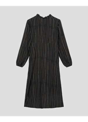 Cereja Rosa - Vestido Midi Estampado Manga Longa em Viscose Preto - CEREJA ROSA