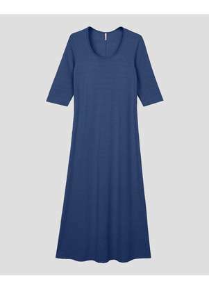 Cereja Rosa - Vestido Midi Feminino em Viscose Manga 3/4 Azul - CEREJA ROSA