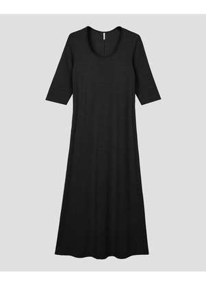 Cereja Rosa - Vestido Midi Feminino em Viscose Manga 3/4 Preto - CEREJA ROSA