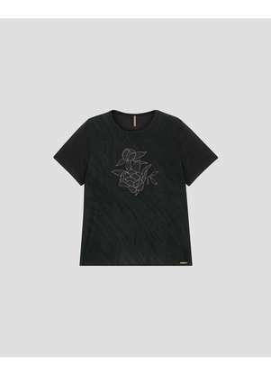 Cereja Rosa - Blusa Feminina Plus Size Manga Curta Estampada - Preto - CEREJA ROSA