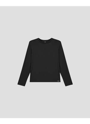 Cereja Rosa - Blusa Feminina Plus Size Manga Longa com Retilínea Preto - CEREJA ROSA