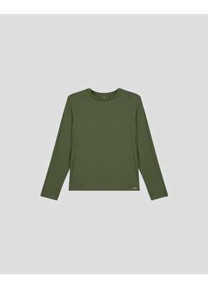 Cereja Rosa - Blusa Feminina Plus Size Manga Longa com Retilínea Verde - CEREJA ROSA