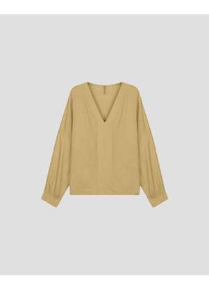 Cereja Rosa - Blusa Feminina Plus Size Manga Longa em Viscose Bege - CEREJA ROSA