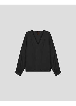 Cereja Rosa - Blusa Feminina Plus Size Manga Longa em Viscose Preto - CEREJA ROSA
