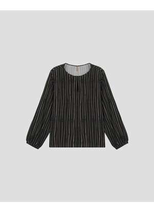 Cereja Rosa - Blusa Feminina Plus Size Manga Longa Estampada Preto - CEREJA ROSA