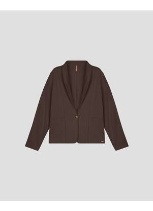 Cereja Rosa - Blazer Feminino Plus Size em Moletinho - Marrom - CEREJA ROSA