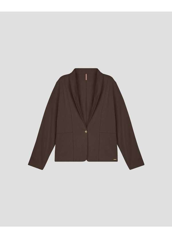 Cereja Rosa - Blazer Feminino Plus Size em Moletinho - Marrom