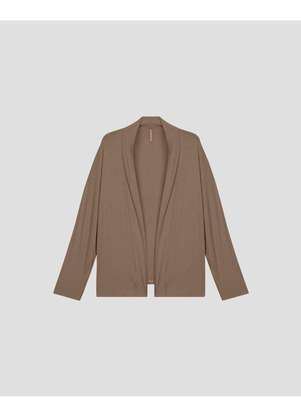 Cereja Rosa - Cardigan Feminino Plus Size em Viscose Canelada Marrom - CEREJA ROSA
