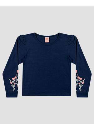 Kely Kety - Blusa Infantil Manga Longa com Estampa Relevo Azul - KELY KETY