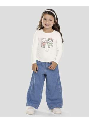 Kely Kety - Blusa Infantil Menina Manga Longa com Estampa Branco - KELY KETY