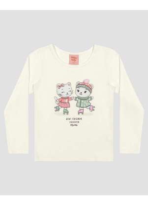 Kely Kety - Blusa Infantil Menina Manga Longa com Estampa Branco - KELY KETY