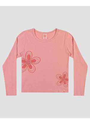 Kely Kety - Blusa Infantil Menina Manga Longa com Estampa Flor Rosa - KELY KETY