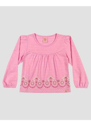 Kely Kety - Blusa Infantil Menina Manga Longa com Estampa Relevo Rosa - KELY KETY