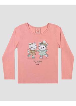 Kely Kety - Blusa Infantil Menina Manga Longa com Estampa Rosa - KELY KETY