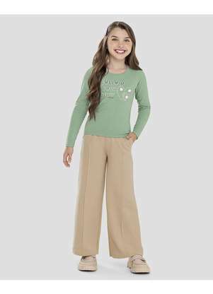 Kely Kety - Blusa Infantil Menina Manga Longa com Pompom Verde - KELY KETY