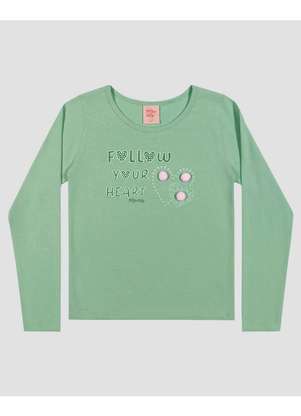 Kely Kety - Blusa Infantil Menina Manga Longa com Pompom Verde - KELY KETY