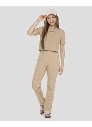 Based - Blusa Juvenil Feminina Canelada com Estampa Bege - BaseD