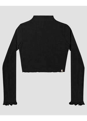 Based - Blusa Juvenil Feminina Manga Longa Canelada Preto - BaseD