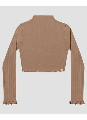 Based. - Blusa Juvenil Manga Longa Canelada Marrom - BASED.