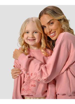 Kely Kety - Blusão Infantil Menina com Estampa Mãe e Filha Rosa - KELY KETY