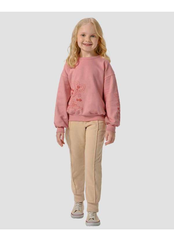 Kely Kety - Blusão Infantil Menina com Estampa Mãe e Filha Rosa