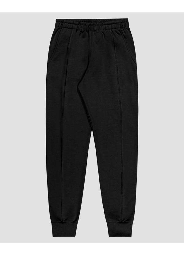 Kely Kety - Calça Infantil Menina em Moletom com Bolso Preto
