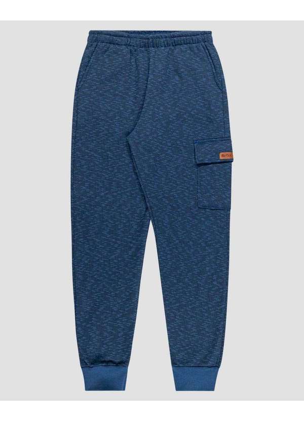 Reirex - Calça Infantil Menino Moletom com Bolso Lapela Azul
