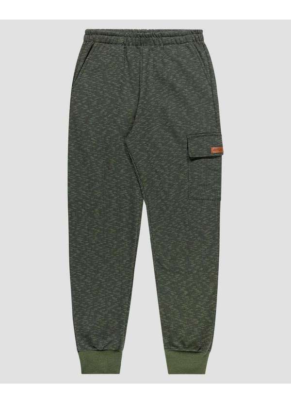 Reirex - Calça Infantil Menino Moletom com Bolso Lapela Verde