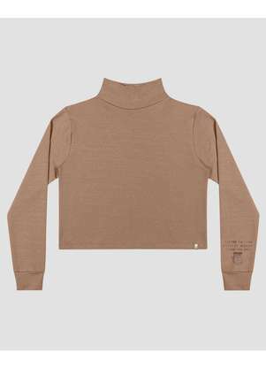 Based - Blusão Juvenil Feminino em Molecotton com Gola Alta Marrom - BaseD