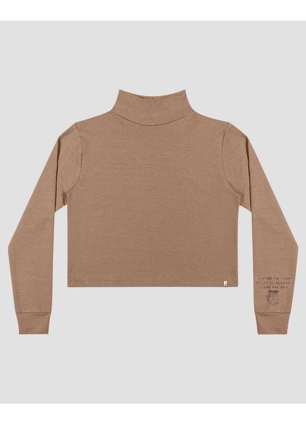 Based - Blusão Juvenil Feminino em Molecotton com Gola Alta Marrom