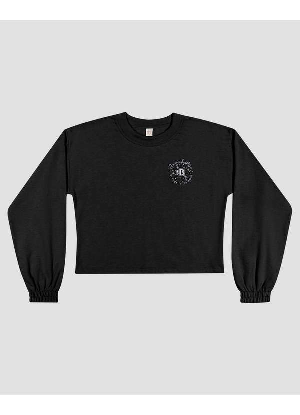 Based - Blusão Juvenil Feminino em Moletom com Estampa Preto