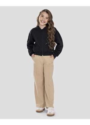 Kely Kety - Jaqueta Infantil Menina em Moletom Preto - KELY KETY