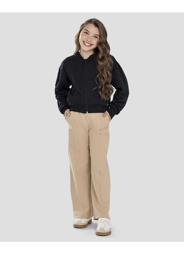 Kely Kety - Jaqueta Infantil Menina em Moletom Preto