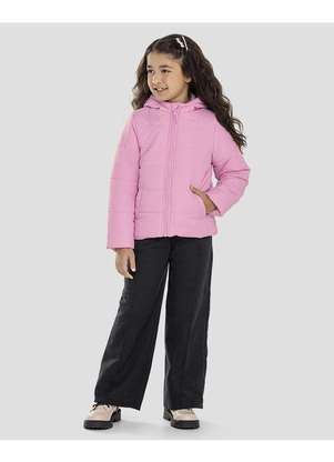 Kely Kety - Jaqueta Puffer Infantil Menina com Capuz - Rosa Buque - KELY KETY