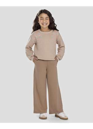 Kely Kety - Conjunto Blusão e Calça Pantalona Marrom - KELY KETY