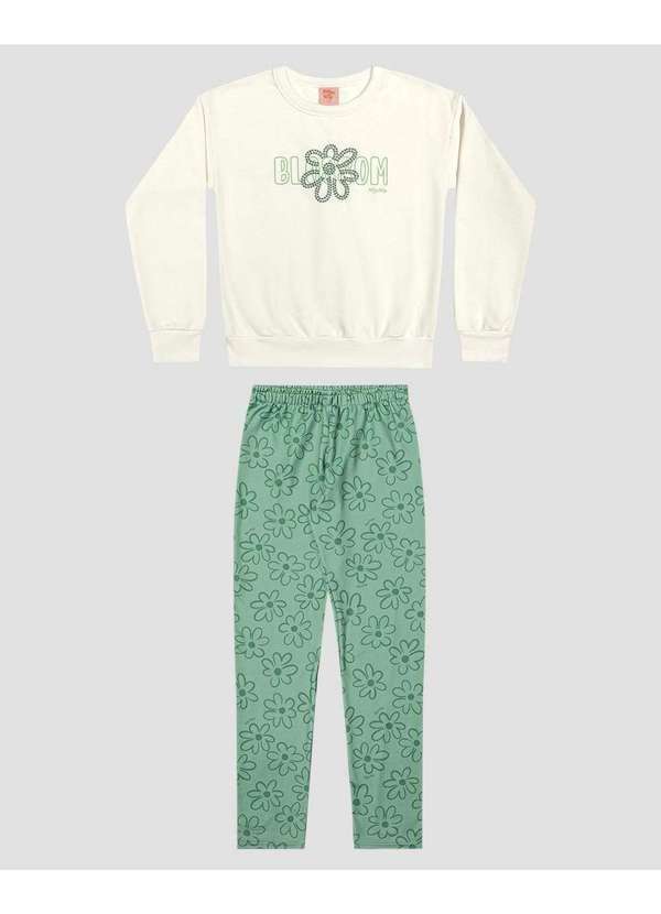 Kely Kety - Conjunto Blusão e Legging Floral Natural