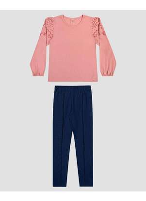 Kely Kety - Conjunto Infantil Menina Blusa com Estampa e Legging Rosa - KELY KETY