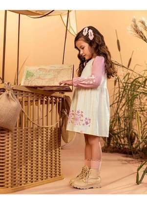 Kely Kety - Conjunto Infantil Menina Blusa Manga Longa e Vestido Rosa - KELY KETY