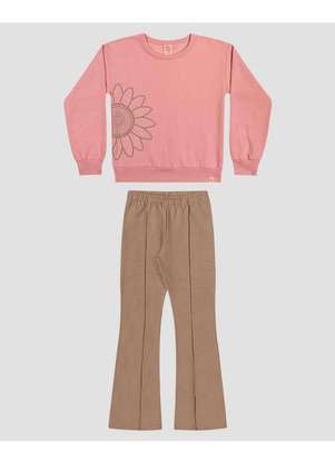 Kely Kety - Conjunto Infantil Menina Blusão com Estampa e Calça Rosa - KELY KETY