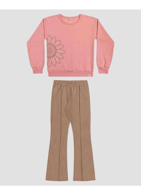 Kely Kety - Conjunto Infantil Menina Blusão com Estampa e Calça Rosa